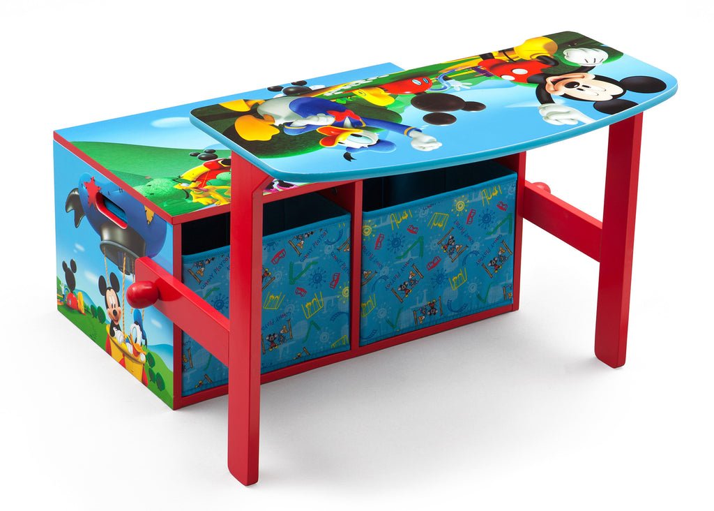 Delta Children Mickey Mouse 3-in-1 Storage Bench and Desk Right View Open a1a