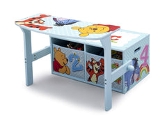 Delta Children Winnie the Pooh 3-in-1 Storage Bench and Desk Left View Open a3a